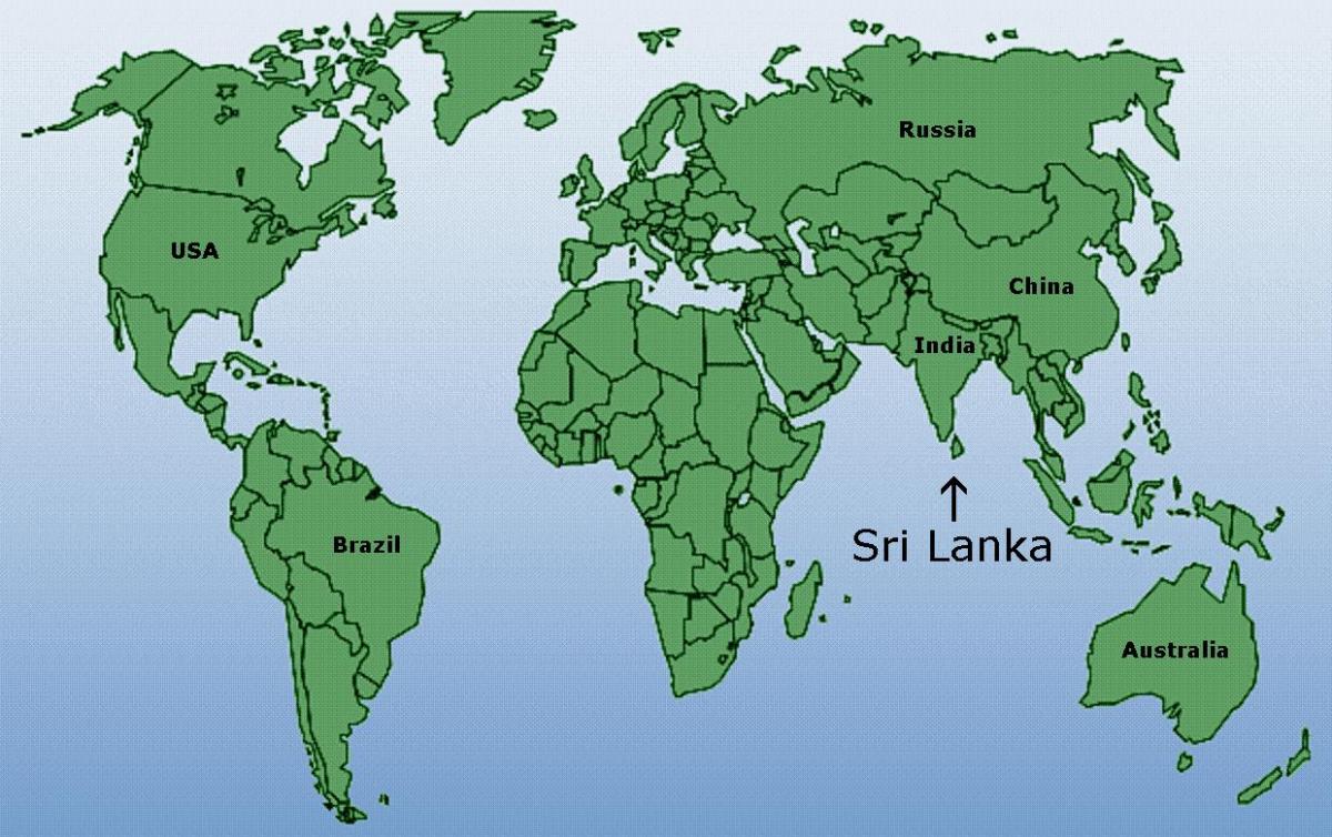 Ceylon plek op die wêreld kaart