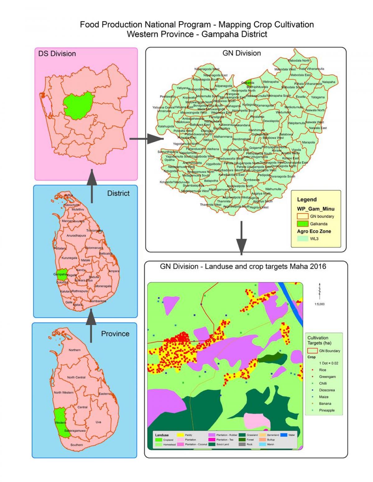 kaart van die gn-afdeling kaart Sri Lanka