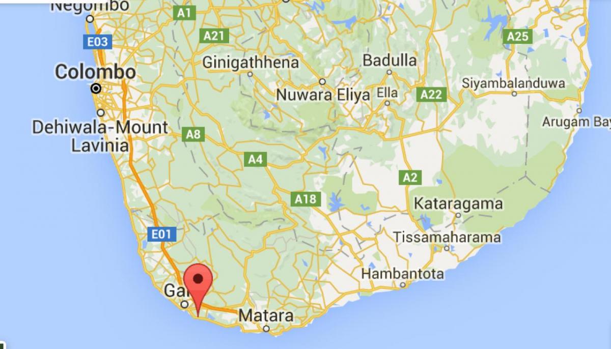  kaart van suid-wes van Sri Lanka