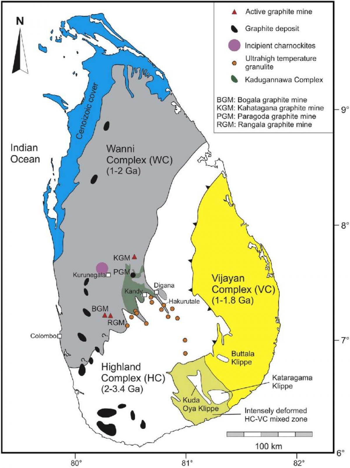 kaart van minerale in Sri Lanka