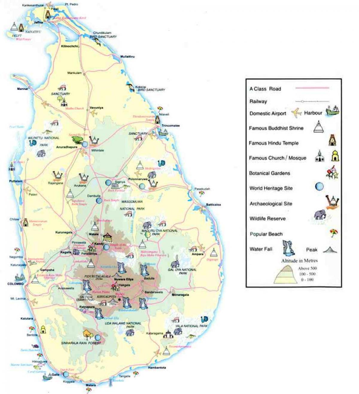 kaart van Sri Lanka kaart inligting