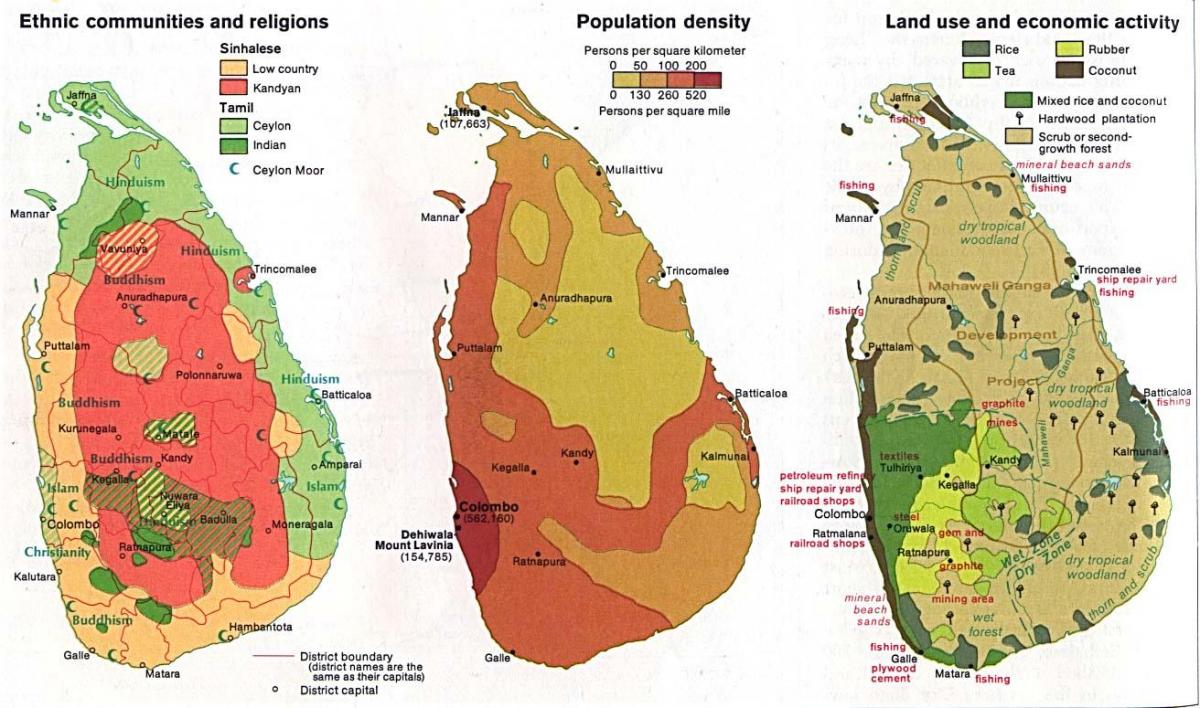 kaart van Sri Lanka landbou