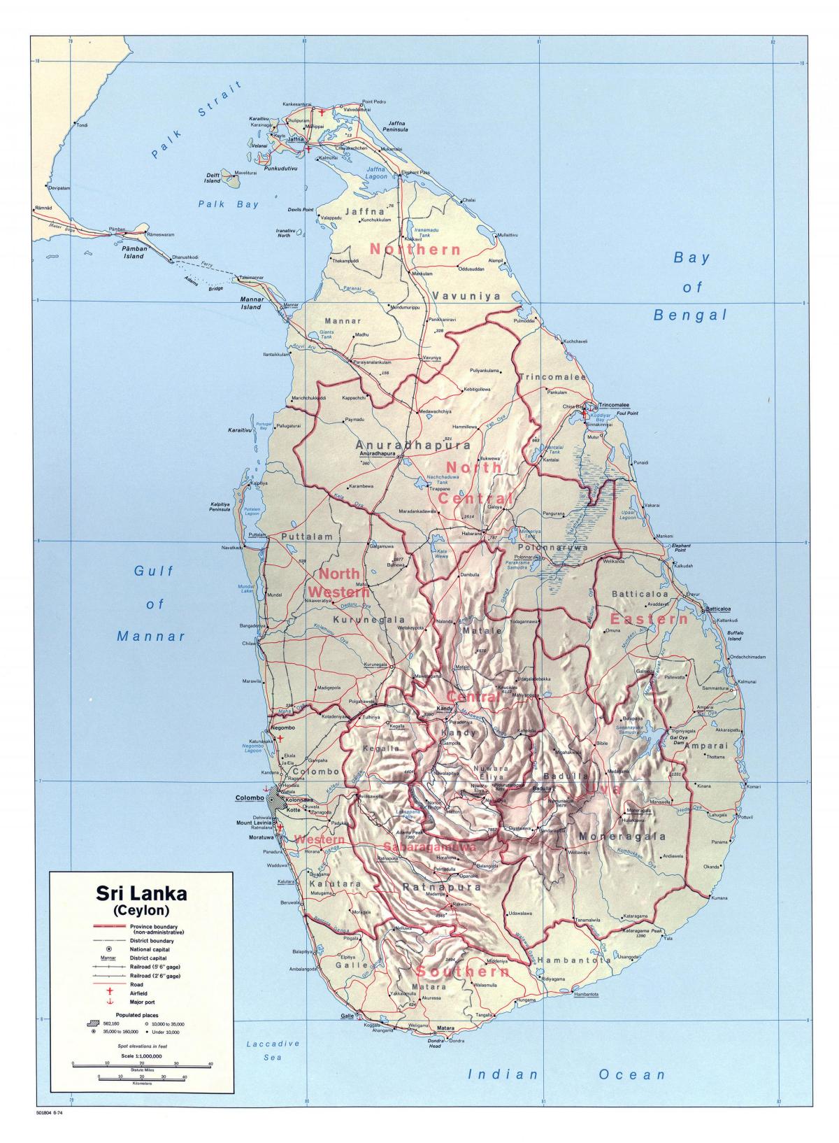 kaart van Sri Lanka met stede