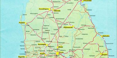 Kaart van Sri Lanka kaart met afstand