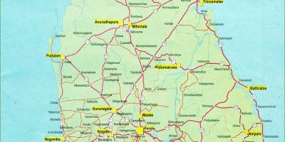 Pad afstand kaart van Sri Lanka
