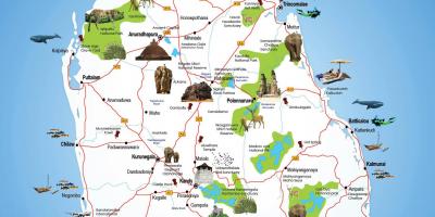 Toeriste plekke in Sri Lanka kaart