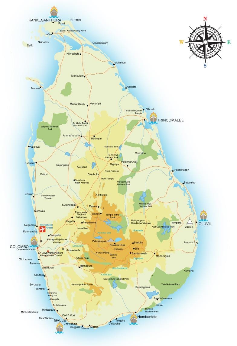 kaart van id-kantoor Sri Lanka