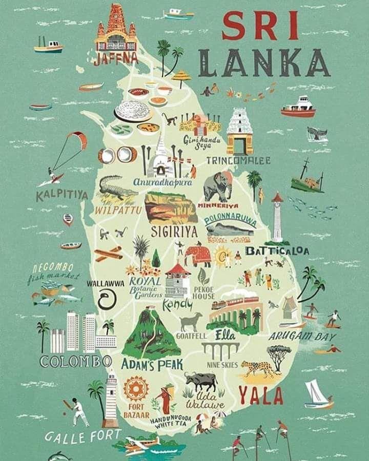 kaart van Sri Lanka kaart plakkaat
