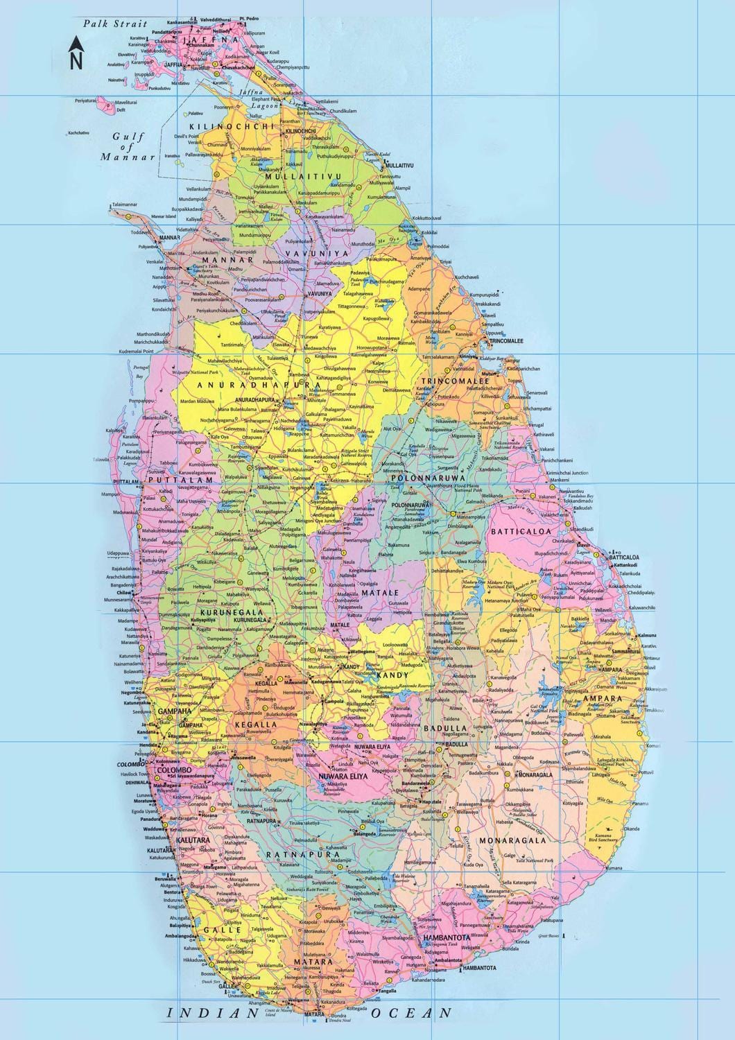 Sri Lanka kilometer kaart