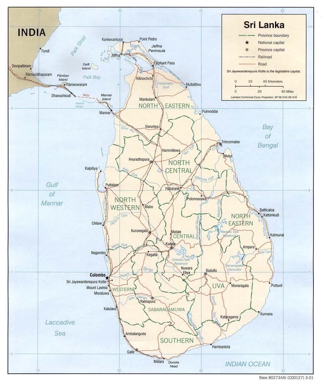 kaart van Sri Lanka rooster