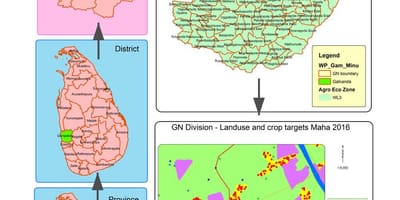 Kaart van die gn-afdeling kaart Sri Lanka