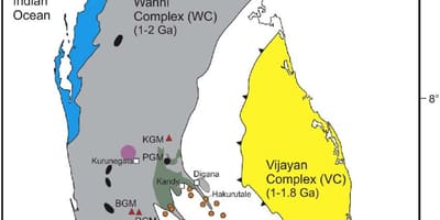 Kaart van minerale in Sri Lanka