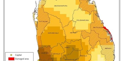 Kaart van Sri Lanka bevolkingsdigtheid
