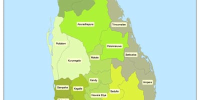 Kaart van Sri Lanka gebied