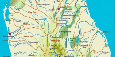 Kaart van Sri Lanka geografie
