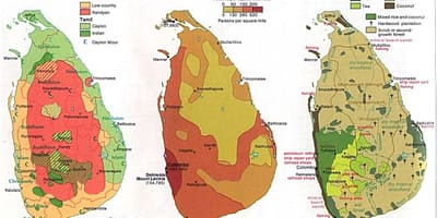 Kaart van Sri Lanka landbou