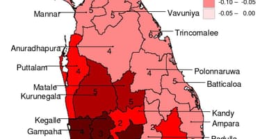 Kaart van Sri Lanka malaria