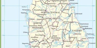 Kaart van Sri Lanka politieke