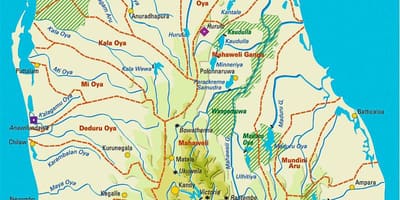 Sri Lanka riviere kaart in tamil