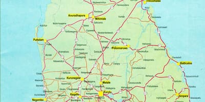 Sri Lanka snelweg pad kaart