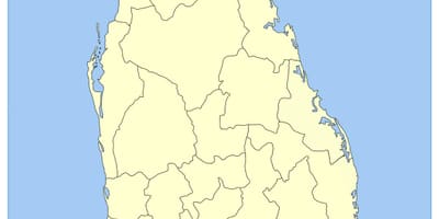 Kaart van Sri Lanka suidelike provinsie