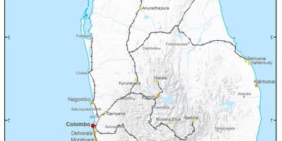 Trein roetes Sri Lanka kaart