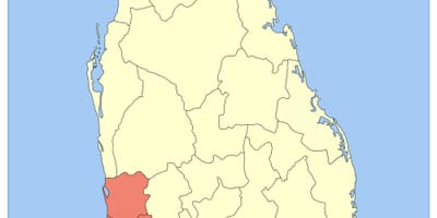 Kaart van Sri Lanka westelike provinsie