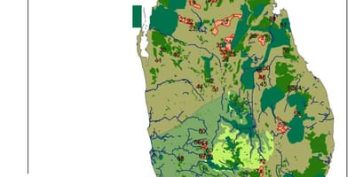 Kaart van Sri Lanka woude